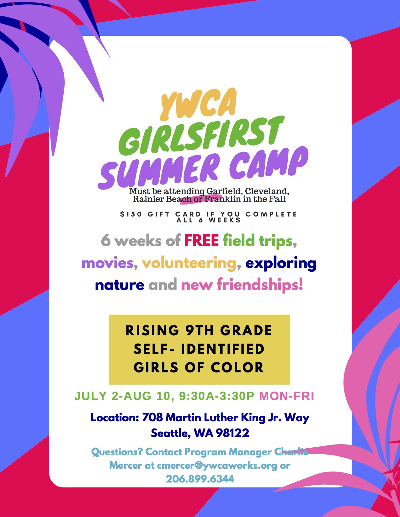 YWCA GirlsFirst Summer Camp YWCA